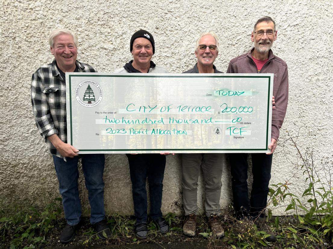 Terrace Community Forest board members with $200,000 cheque