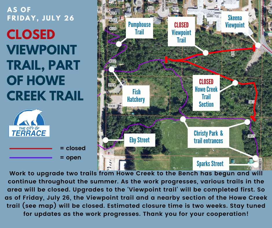 Map showing which trails are closed