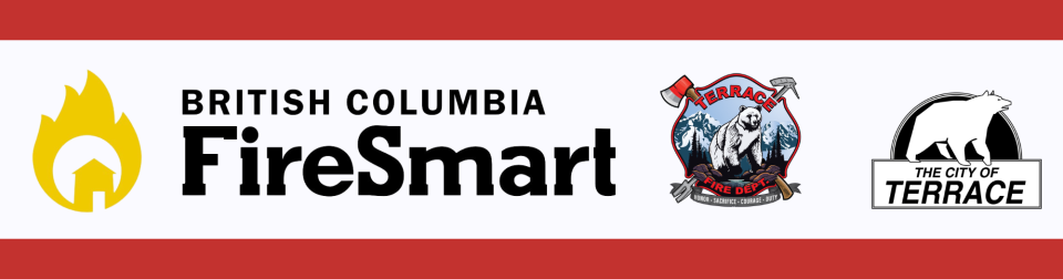 Fire Smart BC banner with firesmart logo, fire department logo, and city of terrace logo