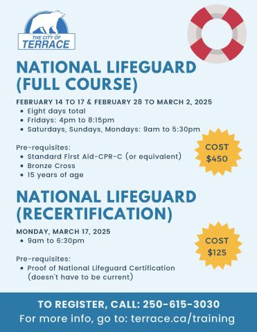 Lifeguard courses poster Spring 2025